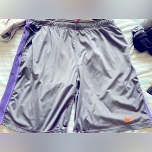 Nike athletic shorts. Gym, casual. Great condition. Large. Grey, purple, orange